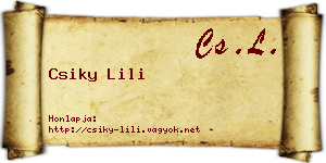 Csiky Lili névjegykártya